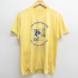 L/古着 スクリーンスターズ 半袖 ビンテージ Tシャツ メンズ 80s Cub Scout Pack クルーネック 黄 イエロー 24may27 中古