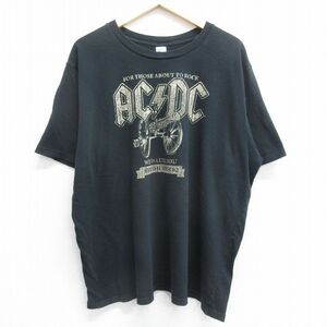 XL/古着 半袖 ビンテージ ロック バンド Tシャツ メンズ 00s AC/DC 大きいサイズ コットン クルーネック 黒 ブラック 24may27 中古