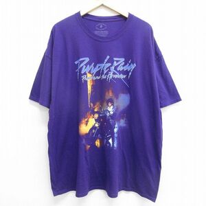 XL/古着 半袖 ロック バンド Tシャツ メンズ プリンス 大きいサイズ コットン クルーネック 紫 パープル 24may28 中古