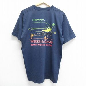 XL/古着 フルーツオブザルーム 半袖 ビンテージ Tシャツ メンズ 00s WEEKS&GOWEN クルーネック 紺 ネイビー spe 24may28 中古