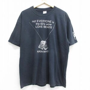 XL/古着 半袖 ビンテージ Tシャツ メンズ 00s POWMIA 大きいサイズ コットン クルーネック 黒 ブラック 24may28 中古