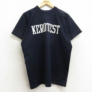 XL/古着 ラッセル 半袖 ビンテージ Tシャツ メンズ 60s KEROTEST 14 ラグラン ハイネック モックネック 紺 ネイビー spe 24may28 中古