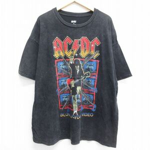 XL/古着 半袖 ロック バンド Tシャツ メンズ AC/DC 大きいサイズ コットン クルーネック 黒 ブラック 24may28 中古