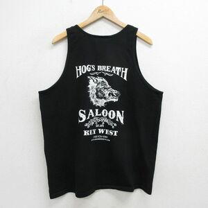 XL/ old clothes fruit ob The room Vintage tank top men's 00sinosisiHOGS BREATH SALOON cotton crew neck black black 24ma