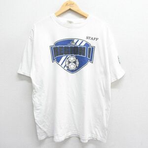 XL/古着 アディダス adidas 半袖 ビンテージ Tシャツ メンズ 00s ビッグロゴ サッカー 大きいサイズ コットン クルーネック 白 ホワイト sp