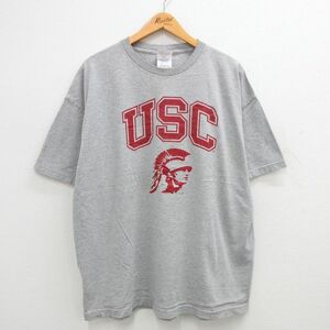 XL/古着 半袖 ビンテージ Tシャツ メンズ 00s USC 大きいサイズ クルーネック グレー 霜降り 24may29 中古