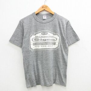 M/古着 ジャージーズ ラッセル 半袖 ビンテージ Tシャツ メンズ 80s MAC PRINTS クルーネック グレー 霜降り 24may29 中古