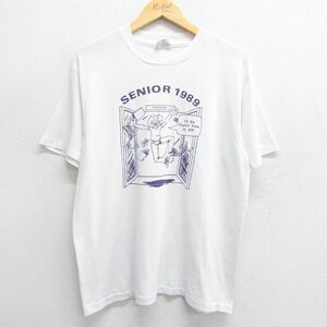 XL/古着 ヘインズ 半袖 ビンテージ Tシャツ メンズ 80s SENIOR PHOTOGRAPHY クルーネック 白 ホワイト spe 24may29 中古