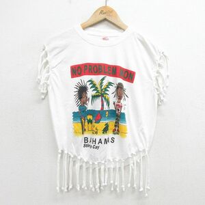 M/古着 ノースリーブ ビンテージ Tシャツ メンズ 00s ビーバスアンドバッドヘッド バハマ クルーネック 白 ホワイト 24may29 中古