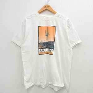 XL/古着 ジャージーズ 半袖 ビンテージ Tシャツ メンズ 00s SAGUARO サボテン コットン クルーネック 白 ホワイト 24may29 中古