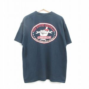 XL/古着 半袖 ビンテージ Tシャツ メンズ 00s GARAGE 大きいサイズ コットン クルーネック 黒 ブラック 24may30 中古