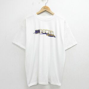 XL/古着 フルーツオブザルーム 半袖 ビンテージ Tシャツ メンズ 00s NY POWER 大きいサイズ クルーネック 白 ホワイト 24may30 中古