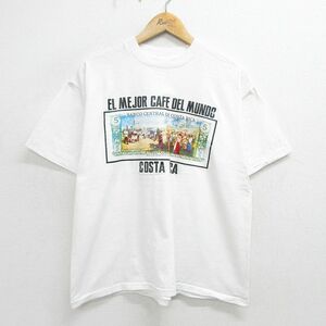 XL/古着 半袖 ビンテージ Tシャツ メンズ 90s コスタリカ 港 大きいサイズ クルーネック 白 ホワイト 24may30 中古