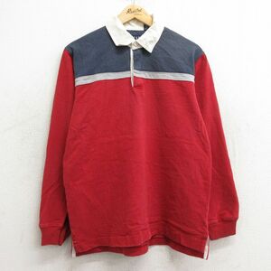 M/古着 ギャップ GAP 長袖 ブランド ラガー シャツ メンズ 00s マルチカラー コットン 赤他 レッド 24may30 中古 トップス