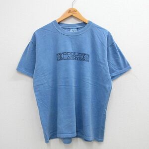 XL/古着 半袖 ビンテージ Tシャツ メンズ 00s PROUD LARRYS コットン クルーネック 水色 24may30 中古