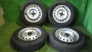 ◆ スバル プレオ 純正 スチールホイール タイヤ 13インチ 4本 4.0J PCD100 4穴 145/80R13 75S ダンロップ 19年 中古 D199