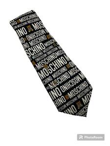 * beautiful goods * MOSCHINO Moschino necktie Bear Logo pattern silk 