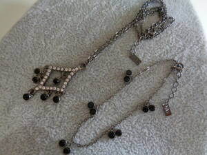 *100 jpy ~[ANNE KLEIN] Anne Klein rhinestone / glass beads using necklace & bracele 2 point set fashion / small articles *T-01