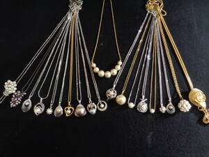*100 jpy ~[ large amount ] fresh water / cotton /mabe pearl . top pearl attaching Gold * silver color design various necklace 20 point set *T-16