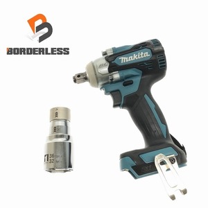 ☆中古品☆ makita マキタ 18V 充電式インパクトレンチ TW300DZ 青/ブルー 本体+ソケット 締め メンテナンス 90405