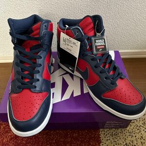 Supreme × Nike SB Dunk High By Any Means "NAVY RED" 27.5cm 新品未使用