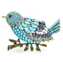 鳥のブローチ　大きな青い鳥　トルコブルー　鳥の雑貨HANAKO_画像2