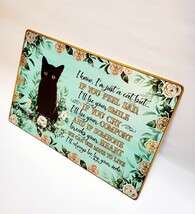 ブリキ看板　HANAKO　レトロ　猫の看板　J26　黒猫と薔薇　ウェルカムボード　ガーデンオブジェ_画像3