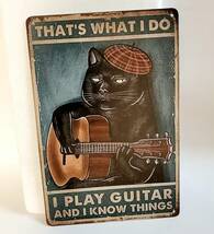 ブリキ看板　HANAKO　レトロ　猫の看板　E10　黒猫　ギター　ミュージックパブ　ウェルカムボード_画像2