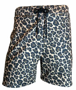 新品 Mサイズ ショートパンツ 豹柄 604011 LEOPARD-BEIGE パンサー レオパード アニマル ヒョウ柄 水着 サーフパンツ ヒップホップ 地雷系