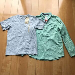 с биркой H and M Muji Ryohin рубашка 2 позиций комплект 570-1-335 серый 150cm голубой 145cm