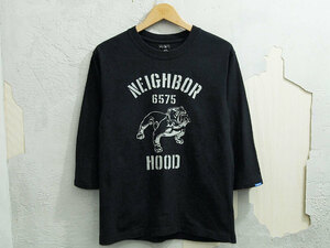 NEIGHBORHOOD PUMPS 七分袖 フットボール トップ Tシャツ 犬 ブルドッグ ロゴ 黒 ブラック BLACK S ネイバーフッド FT