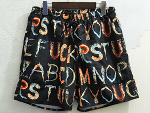 美品 Supreme Alphabet Water Short ウォーター ショーツ ショートパンツ 水着 アルファベット 総柄 シュプリーム 黒 ブラック Black M F