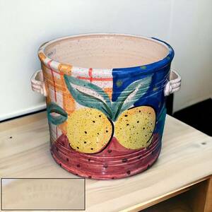 イタリア製 BELLINI PIU 陶器 フラワーポット 飾り鉢 レモン柄 オブジェ インテリア 