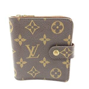 LOUIS VUITTON ルイヴィトン M61667 二つ折り財布 財布 コンパクトジップ モノグラム ブラウン ユニセックス 管理HS37603