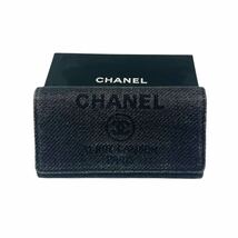 【良品】シャネル CHANEL カンボン ドーヴィルライン ツイード ココマーク フラップウォレット 長財布 ブラック_画像1