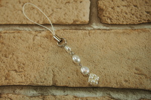 AS-6 fresh water pearl charm * smart phone * mobile telephone * pearl * natural stone * hand made handmade strap 