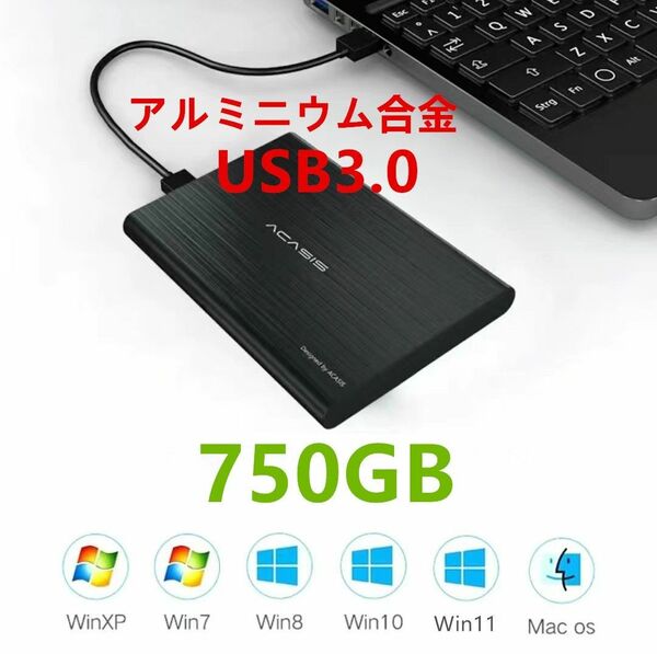 【新品ケース】WD製750G大容量/外付けハードディスク/外付けポータブルHDD