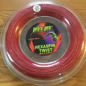 pro's pro HEXASPIN TWIST(レッド) 1.25mm 200m テニスロールガット