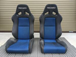 【1円～】RECARO SR-7とSR-7F SK100 BL カムイBlack×シャイニングメッシュblue 破れなし同色2脚セット正規品！車検対応！レカロ セミバケ