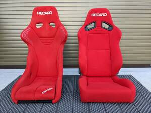 【1円～】RECARO RS-GとSR-7F 鮮やかなカムイレッド 正規品同色破れなし2脚セット！レカロ セミバケ フルバケ 検TSG/TS-G/SP-G/RSG/赤/RED