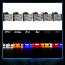 送料無料.. 6連 LED ライト ハザード ストロボ カラー：ホワイト/アンバー フラッシュ 警告灯 パトロール ライトバー 緊急点滅 4個セット_画像3