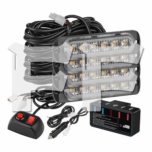 6連 LED ライト ハザード ストロボ カラー：ホワイト/アンバー フラッシュ 警告灯 パトロール ライトバー 緊急点滅 4個セット