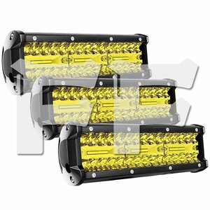 9インチ LED ワークライト 作業灯 180W イエロー 照明 トラック SUV ボート 建設機械 工事現場 漁業用 12V/24V SM180W 3個 新品