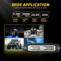 埋込式 48W ジープ ジムニー SUV UTV ATV ボート 4x4 建設機械 漁船 LED フォグランプ ワークライト 作業灯 6500K 12V/24V UM006 2個_画像2