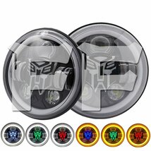 送料無料.. 7インチ LED ヘッドライト H4.HI.Low.ディライト RGB ジープ ジムニー ハマー トランスフォーマー 12V/24V JK-TF 2個 車検対応_画像1