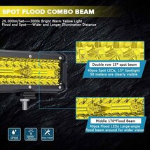 7インチ LED ワークライト 作業灯 120W イエロー 照明 トラック SUV ボート 建設機械 工事現場 漁業用 12V/24V SM120W 1個 新品_画像3