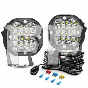 送料無料.. 新発売 3インチ 48W LED 作業灯 ワークライト 6500K ホワイト 4800LM ワイヤーハーネスキット ジープ SUV ジムニー ボート 2個