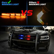 送料無料.. 6連 LED ライト ハザード ストロボ カラー：ホワイト フラッシュ 警告灯 パトロール ライトバー 緊急点滅ライト 4個セット_画像4