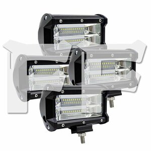 送料無料.. LED ワークライト 72W 5インチ 作業灯 補助灯 投光器 ホワイト 6600LM 12V/24V 建設機械 SUV トラック ランクル SM72W 4個 新品