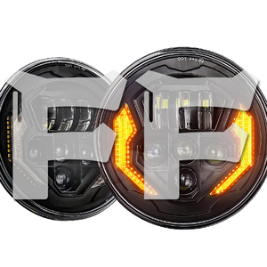 Jeep JK JKU TJ LJ スズキ ジムニー ハマー H2 HI.Low.DRL.ウインカー 7インチ LED ヘッドライト ホワイト 12V 2個 OL-2172R 新品